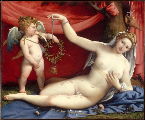 Lorenzo Lotto (Italian, ca. 1480–1556). Venus and Cupid. c. 1520s. Oil on canvas, 36 3/8 x 43 7/8 in. (92.4 x 111.4 cm). The Metropolitan Museum of Art, New York, Purchase, Mrs. Charles Wrightsman Gift, in honor of Marietta Tree, 1986.