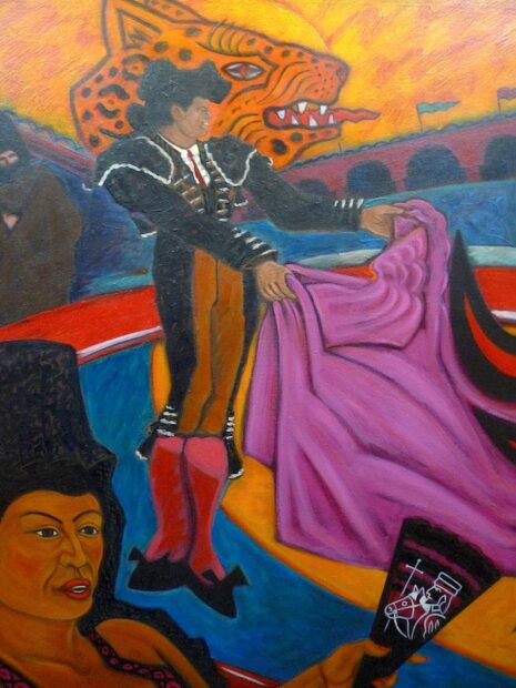 Cesar Martínez, Toreando El Toro de Picasso…. (detail of bullfighter and Malinche-as-Carmen