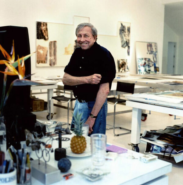 Artist Robert Rauschenberg in his studio