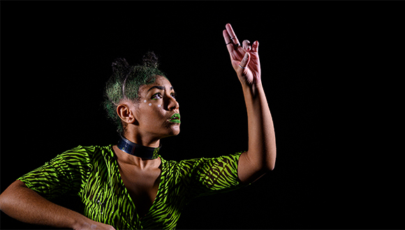 An unidentified theatre student in the production of Regina Taylor's Black Album 2020 Virtual Performance.