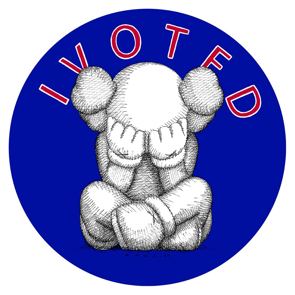 Kaws' 'I Voted' sticker, via New York Magazine.