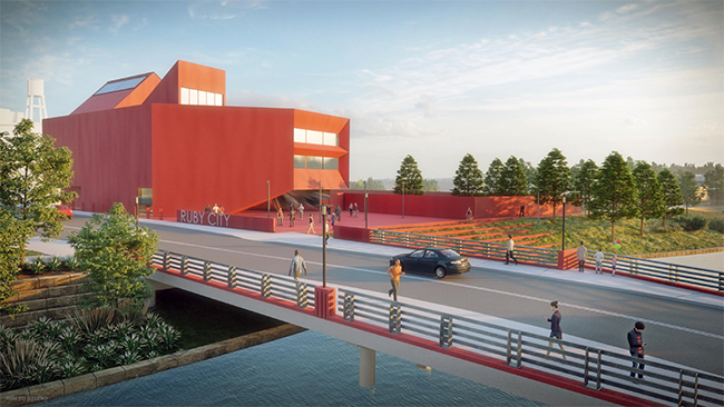 A rendering of Ruby City’s expansion to San Pedro Creek. Courtesy of the San Antonio River Authority.