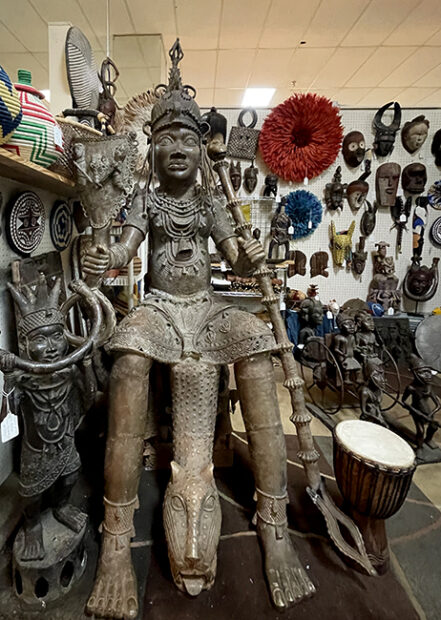 Bronze Benin figure at a Houston Antique shop