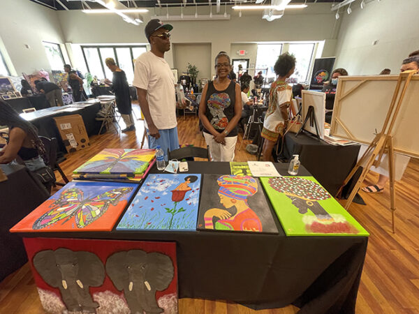 Artist Jill's booth at the DeLuxe Theater, 5th Ward, Houston Juneteenth 2021