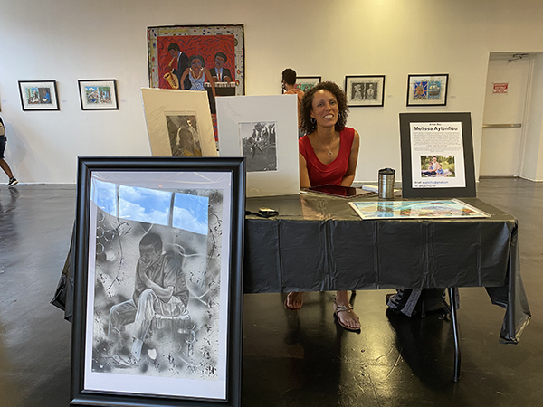 Artist Melissa Aytenfisu at the Houston Museum of African American Culture's Juneteenth Celebration, 2021