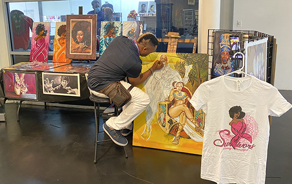 Artist Snater George at the Houston Museum of African American Culture's Juneteenth Celebration, 2021
