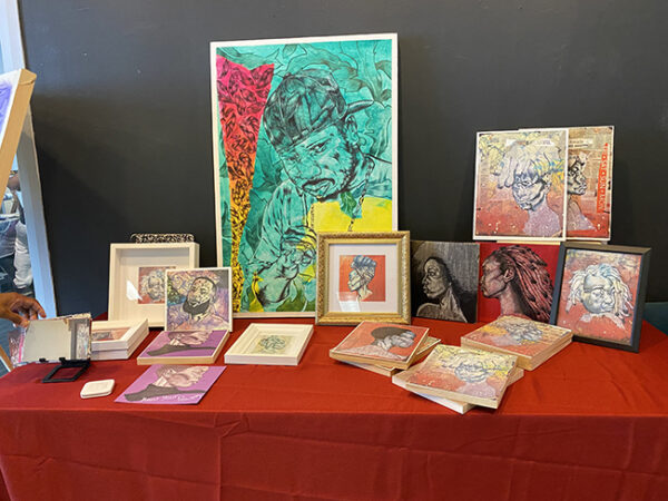 Artist Vernon Akill's work at the Houston Museum of African American Culture's Juneteenth Celebration, 2021