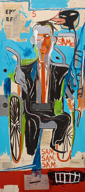 Jean-Michel Basquiat "Sam F, 1985," Oil on door 