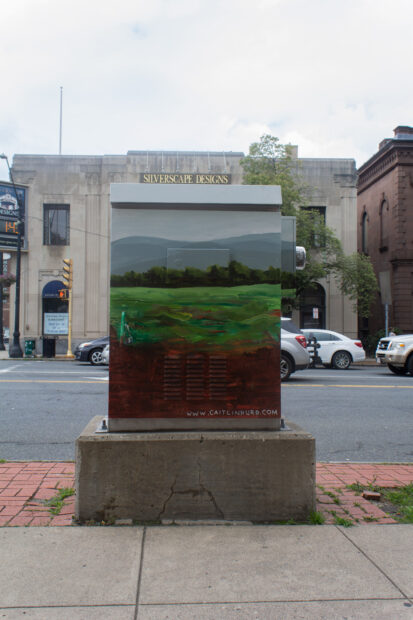 A painted electrical box in downtown Northampton, Massachusetts