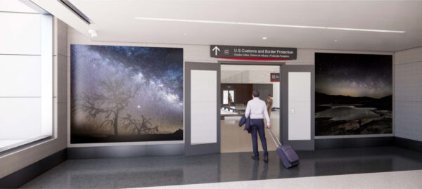 Image illustrating possible art commissions for the Mickey Leland International Terminal in Houston