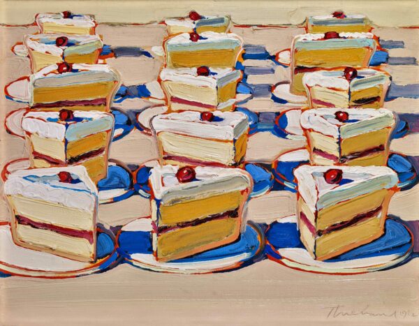 A painting of Boston Cream pies by artist Wayne Thiebaud