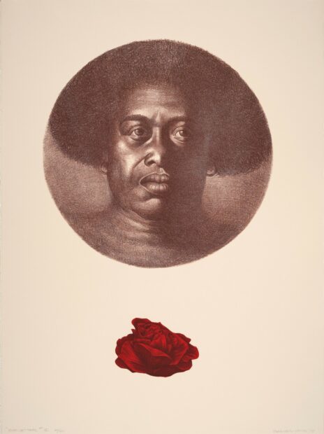 A color lithograph by Charles White. The image depicts civil rights activist Fannie Lou Hamer.