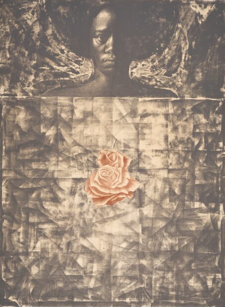 A color lithograph by Charles White. The artwork depicts activist Angela Davis.