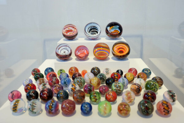 Esferas Perdidas, marbles by Justin Parr and Sean Johnston at the Galveston Arts Center