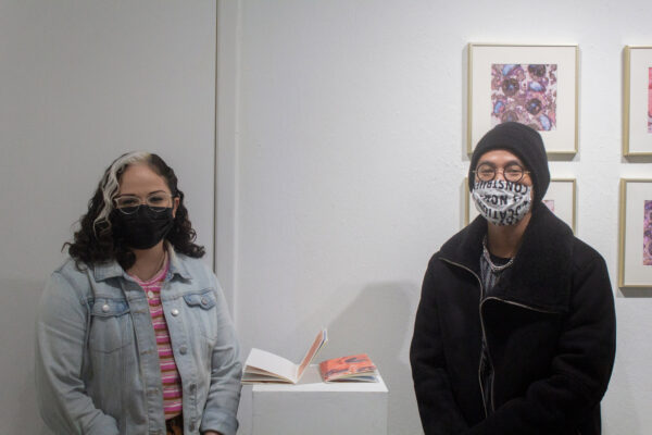 Olivia Arratia (left) and curator Narong Tintamusik (right) at the opening of 'To Remember to Speak our Mother Tongue' at the Goldmark Cultural Center