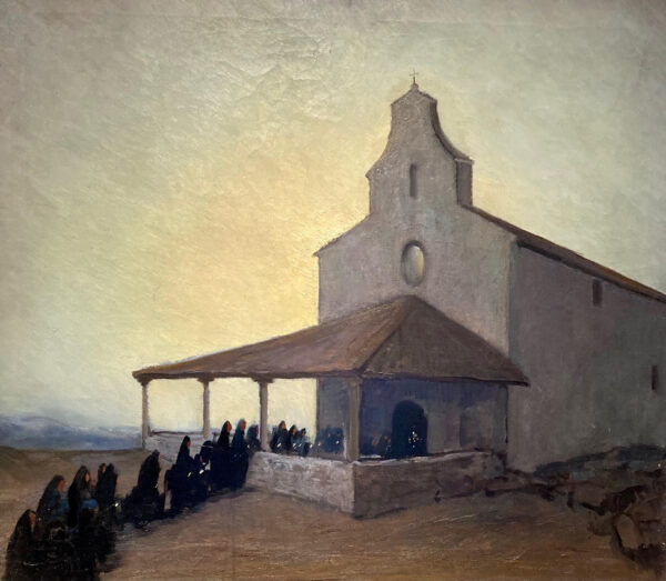 Image of a funeral procession outside a church