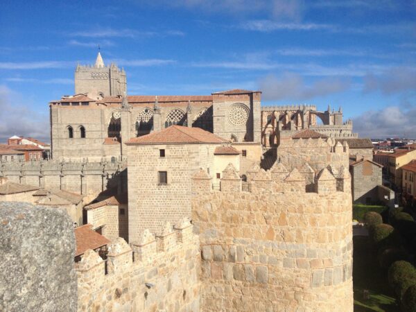 View of the Avila Cathedral from the city walls