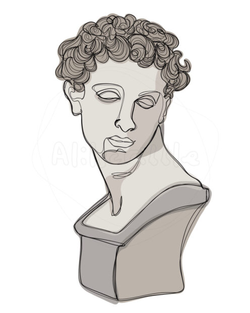 A sketch of a potential sculpture of a traditional bust