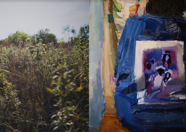 Details of works by Letitia (left) and Sedrick (right) Huckaby.