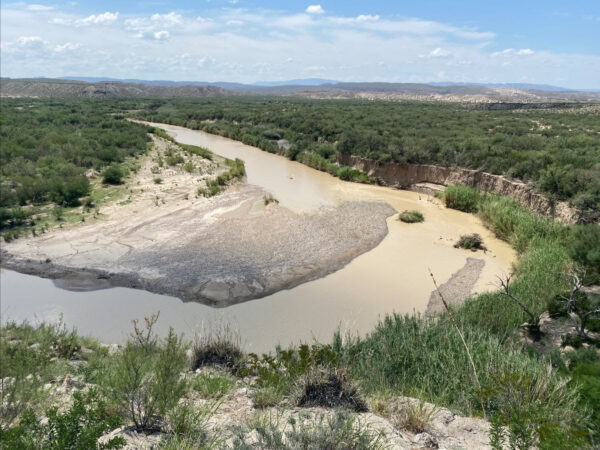 A photograph from a slight elevation of the Rio Grande River.