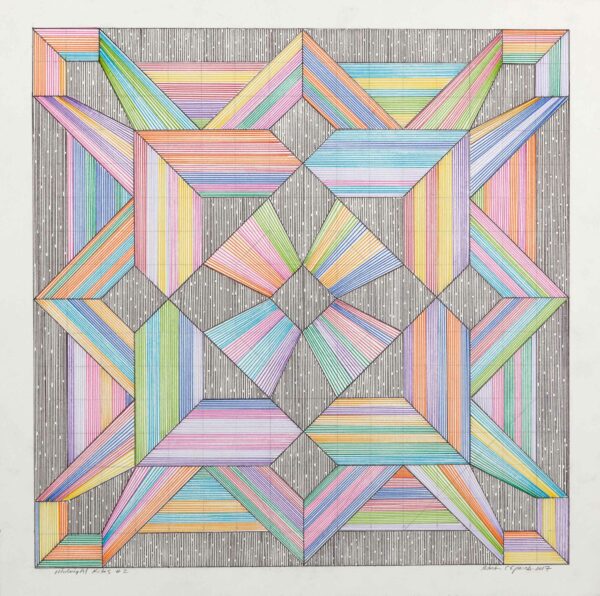 A colorful, densely patterned drawing.