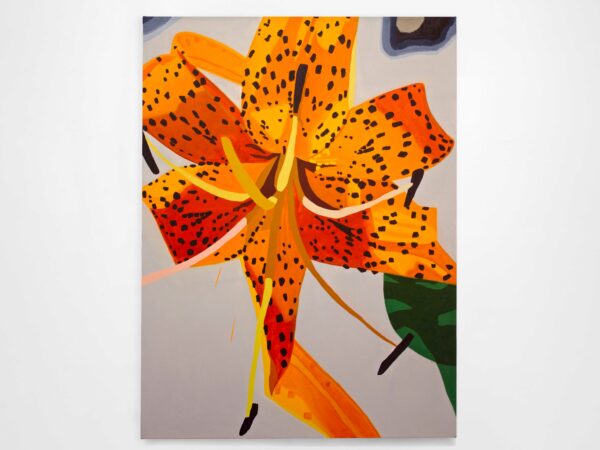 A close-up painting of an orange tiger lily flower.