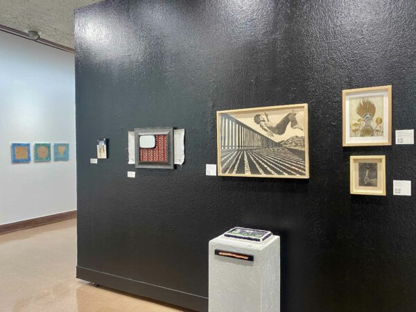 exhibition view of works on the wall at the El Paso Community College faculty biennial exhibition