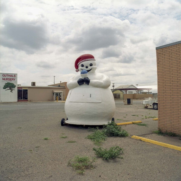 Photo of a large fiberglass snow man