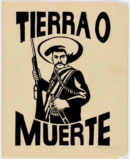 A poster of Zapata with the slogan Land or Death
