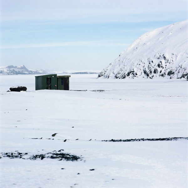 Video still of a hut in the middle of a snowy landscape
