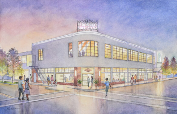 A rendering of the proposed renovations to the Eldorado Ballroom building.