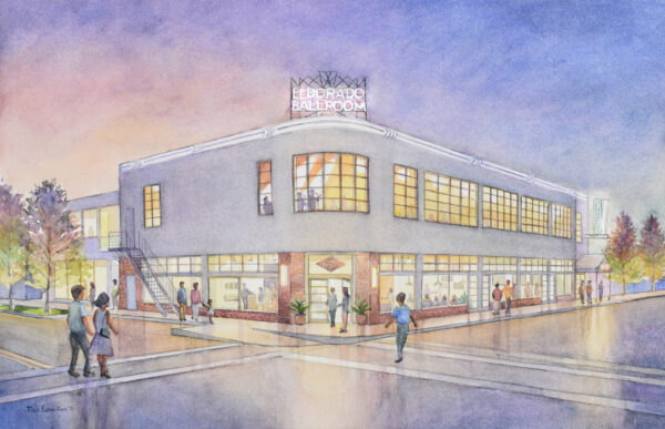 A rendering of the proposed renovations to the Eldorado Ballroom building. 