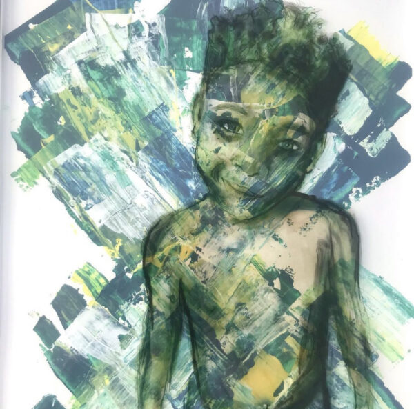Gestural painting of a young child