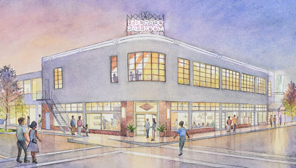 A rendering of the proposed renovations to the Eldorado Ballroom building.