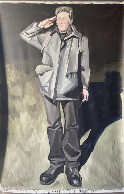 Painting of a saluting soldier
