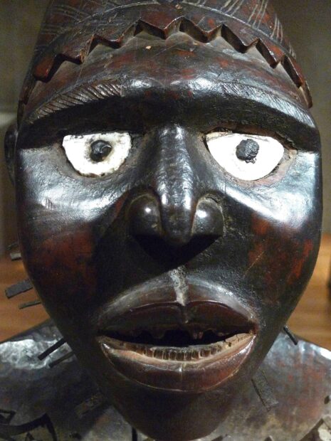 Detail of the face of an african sculpture