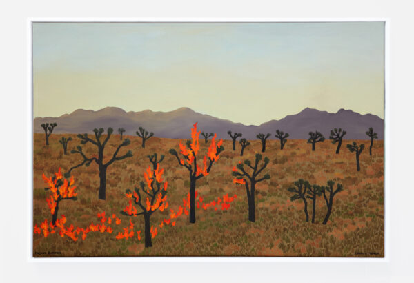Landscape painting of a desert fire