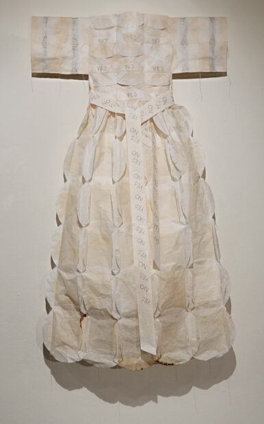 A dress made of recycled coffee filters