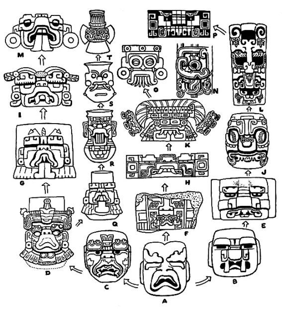 Drawings of replicated hieroglyphics