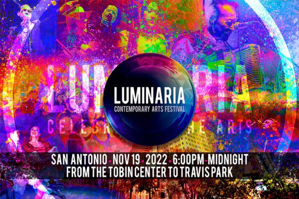 A designed graphic promoting the nighttime outdoor festival, Luminaria.