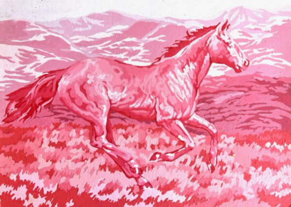 Red painting of a red horse