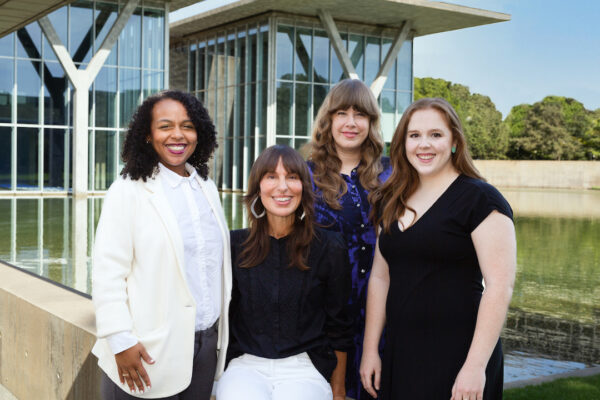 A group photograph of the curatorial team at the Modern Art Museum of Fort Worth including María Elena Ortiz, Andrea Karnes, Alison Hearst, and Clare Milliken.