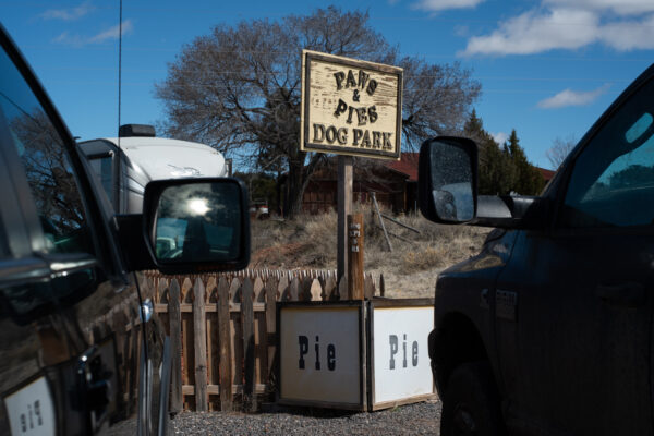 Photo of a sign of a local business in pie town