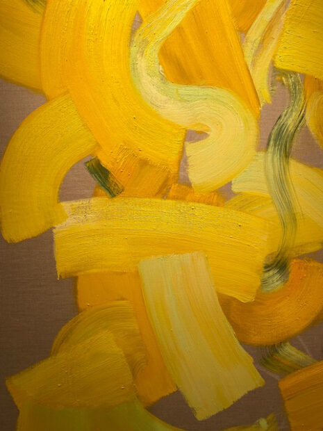 Painting of yellow brushstrokes of various shades