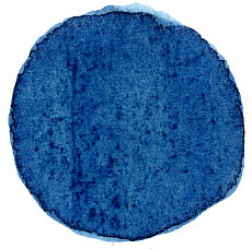 A blue dot of paint on paper.