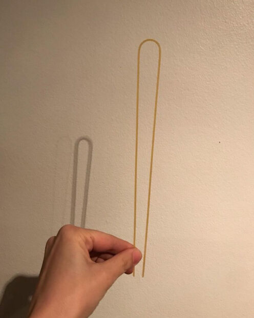 a U-shaped spaghetti noodle