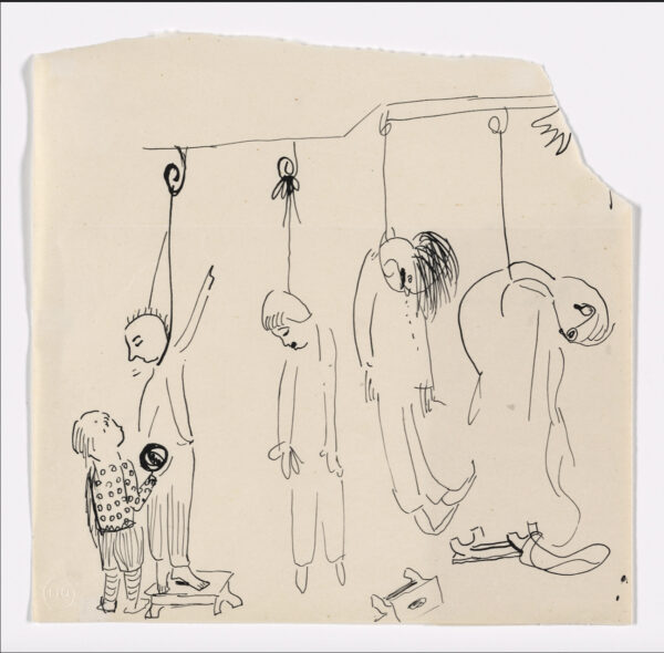 Sketch of individuals being hung