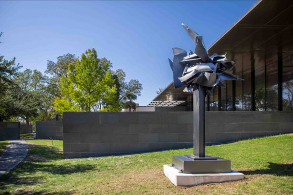 A abstract organic steel sculpture by George Schroeder Jr. 