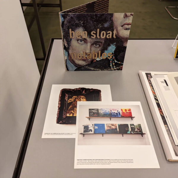 An installation image of a book exhibition at the MFAH Hirsch Library.