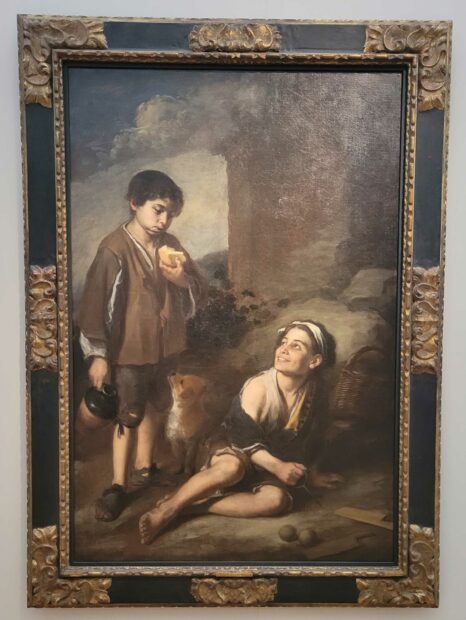 Painting of two children playing a game
